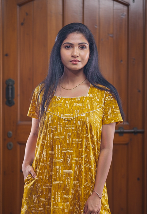 Classic Floral Print Cotton Night Dress